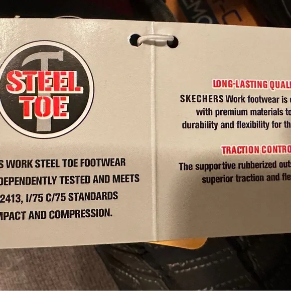 STEEl TOE Skechers Black Slip-On Shoes‎ Mens Sizes 7, 9, 11.5,13 NEW in Box